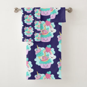 Cute Cupcake en Happy Ice Cream Pattern Bad Handdoek