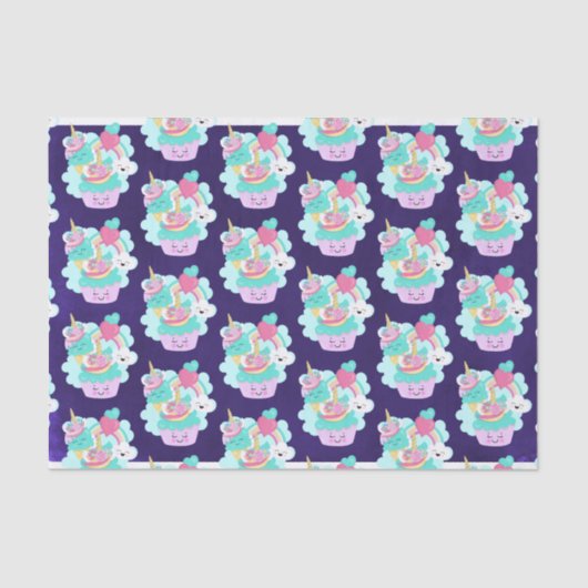 Cute Cupcake en Happy Ice Cream Pattern Tissuepapier (Voorkant)