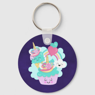 Cute Cupcake en Happy Ice Cream Sleutelhanger