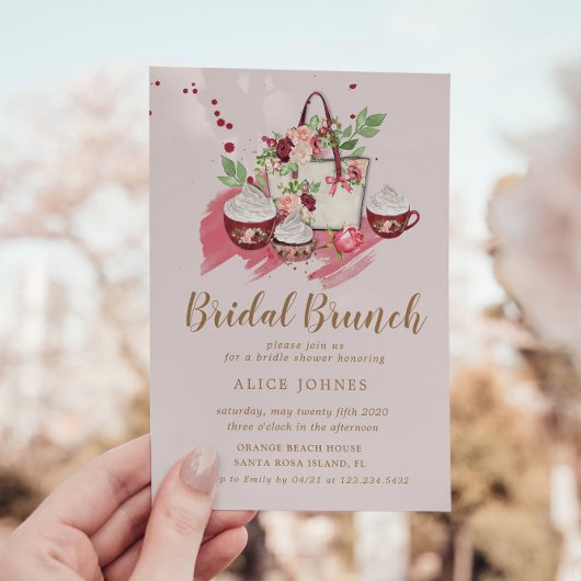 Cute Cupcake Floral Bridal Brunch Invitation