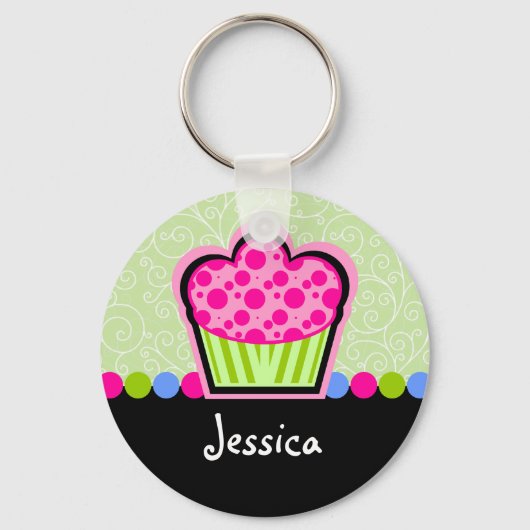 Cute Cupcake, gepersonaliseerd Sleutelhanger (Voorkant)
