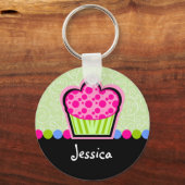 Cute Cupcake, gepersonaliseerd Sleutelhanger (Voorkant)