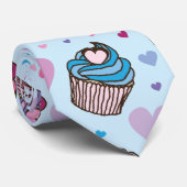 Cute Cupcake Heart Patroon Stropdas (Opgerold)