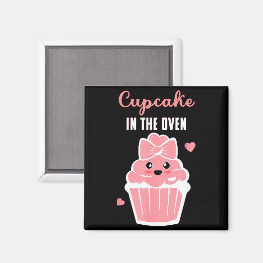 Cute Cupcake In The Oven Gender Reveal Baby Girl Magneet (Voorkant / Achterkant)