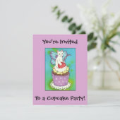 Cute Cupcake Kitty Cat Fairy Invitation d'annivers (Debout devant)