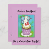 Cute Cupcake Kitty Cat Fairy Invitation d'annivers (Devant / Derrière)