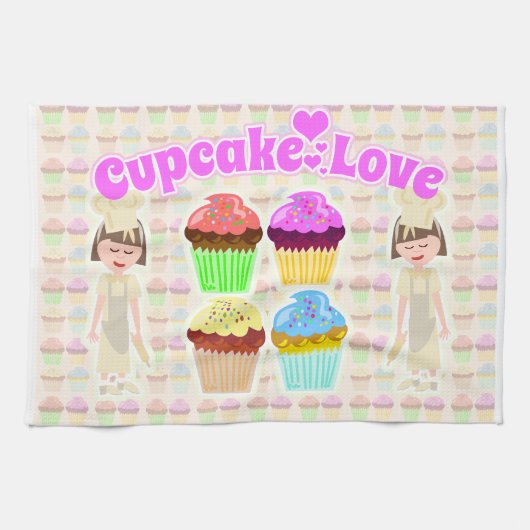 Cute Cupcake Love Chef Theedoek (Horizontaal)