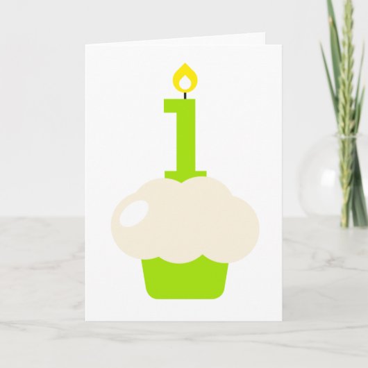 Cute Cupcake met Birthday Candle Kaart (Voorkant)