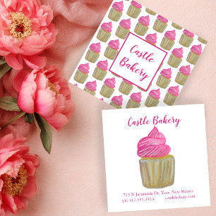 CUTE CUPCAKE Moderne banketbakkerij Pastechnok Roz Vierkante Visitekaartje