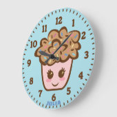 Cute Cupcake Nursery Wall Clock with Name Grote Klok (Hoek)