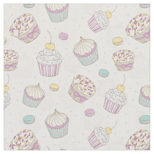 Cute Cupcake Patroon Stof (Close Up)