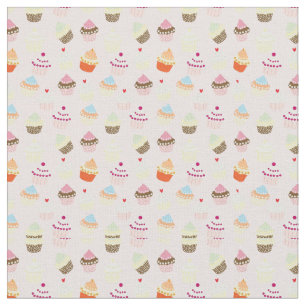 Cute Cupcake Pattern Fabric Stof