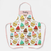 Cute Cupcake Pattern, Sweet Dessert, Aangepaste te Schort (Voorkant)