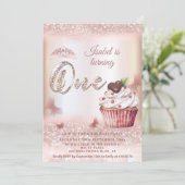 Cute Cupcake Roze gouden glinsterende vlinder tiar Kaart (Staand voorkant)