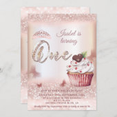 Cute Cupcake Roze gouden glinsterende vlinder tiar Kaart (Voorkant / Achterkant)