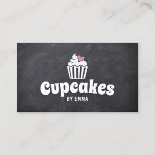 Cute Cupcake Roze Heart Home Bakkerij Chalkboard Visitekaartje