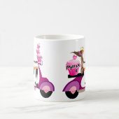 Cute Cupcake Scooter Girl Mok Roze Zebra (Center)