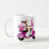 Cute Cupcake Scooter Girl Mok Roze Zebra (Links)
