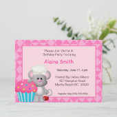 Cute Cupcake Souris Invitation Anniversaire (Debout devant)
