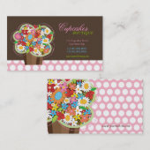 Cute Cupcake Spring Flowers Bakery Visitekaartje (Voorkant / Achterkant)