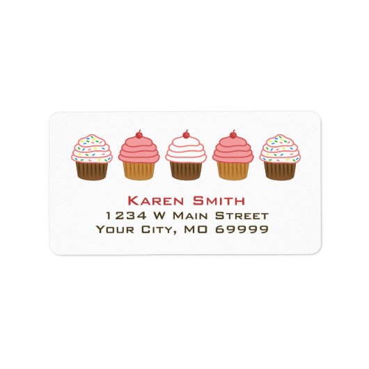 Cute Cupcake Sprinkles Bakery Adresetiketten Etiket (Voorkant)