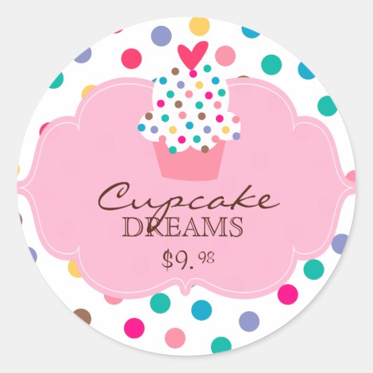 Cute Cupcake Stickers Polka Dot Pink (Voorkant)