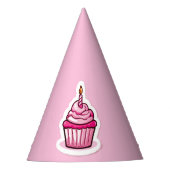 Cute Cupcake Theme Birthday Girl Custom Party Pet Feesthoedjes (Voorkant)