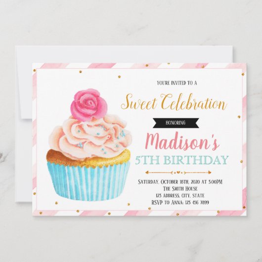 Cute cupcake-uitnodiging kaart (Voorkant)