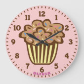 Cute Cupcake with Custom Name Wall Clock Grote Klok (Voorkant)