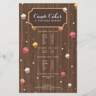 Cute Cupcakes Bakery Patroon Brown Wood Flyer