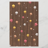 Cute Cupcakes Bakery Patroon Brown Wood Flyer (Achterkant)