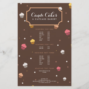 Cute Cupcakes Bakery Pattern Brown Flyer