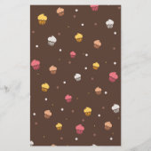 Cute Cupcakes Bakery Pattern Brown Flyer (Achterkant)