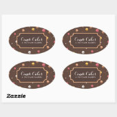 Cute Cupcakes Bakery Pattern Brown Ovale Sticker (Vel)