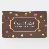 Cute Cupcakes Bakery Pattern Brown Spandoek (Horizontaal)