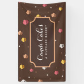 Cute Cupcakes Bakery Pattern Brown Spandoek (Verticaal)