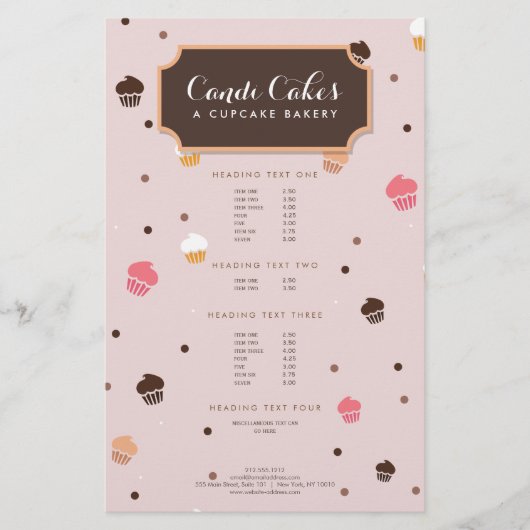 Cute Cupcakes Bakery Pattern Roze Flyer (Voorkant)