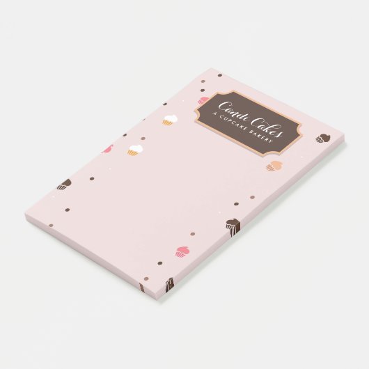 Cute Cupcakes Bakery Pattern Roze Post-it® Notes (Schuin)