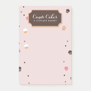 Cute Cupcakes Bakery Pattern Roze Post-it® Notes
