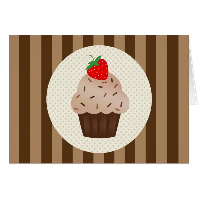 Cute Cupcakes Brown Stripes Design (Devant horizontal)