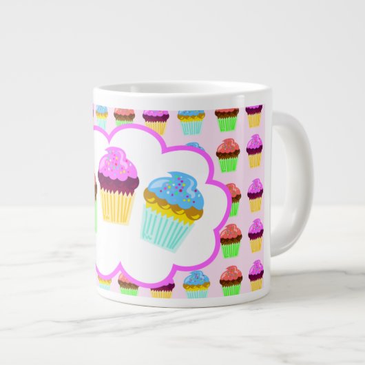 Cute Cupcakes Deluxe Pattern Jumbo Mok (Voorkant rechts)