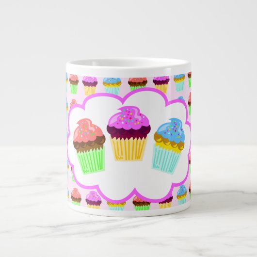 Cute Cupcakes Deluxe Pattern Jumbo Mok (Voorkant)