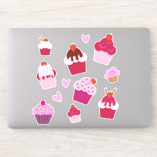 Cute Cupcakes en aardbeiensmaak Sticker