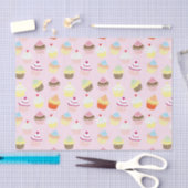 Cute Cupcakes Pattern Pastel Pink Tissuepapier (Craft)