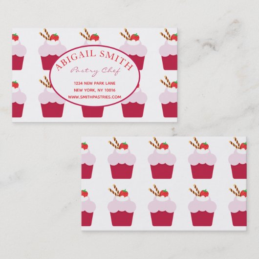Cute Cupcakes Pattern Personalized Visitekaartje (Voorkant / Achterkant)