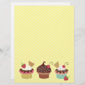 Cute Cupcakes Polkadots Letterhead Briefhoofd (Voorkant / Achterkant)