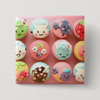 Cute cupcakes vierkante button 5,1 cm