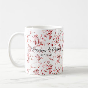 Cute Cupid Angels Floral Red Toile Name Koffiemok