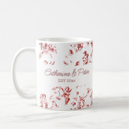 Cute Cupid Angels Floral Red Toile Name Koffiemok
