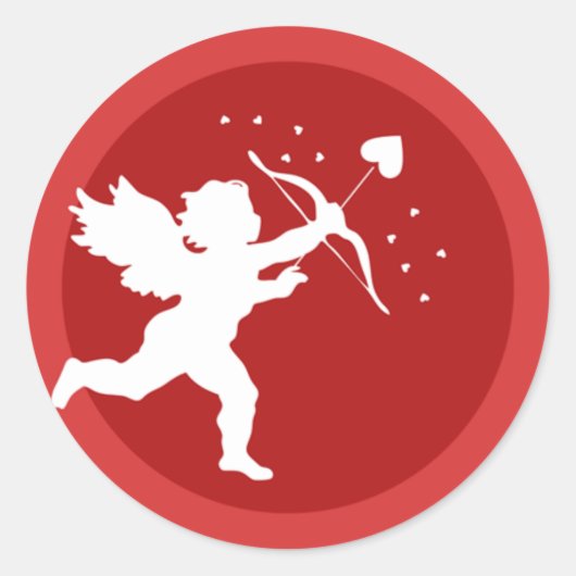 Cute Cupid avec son autocollant rond Bow Valentine (Devant)